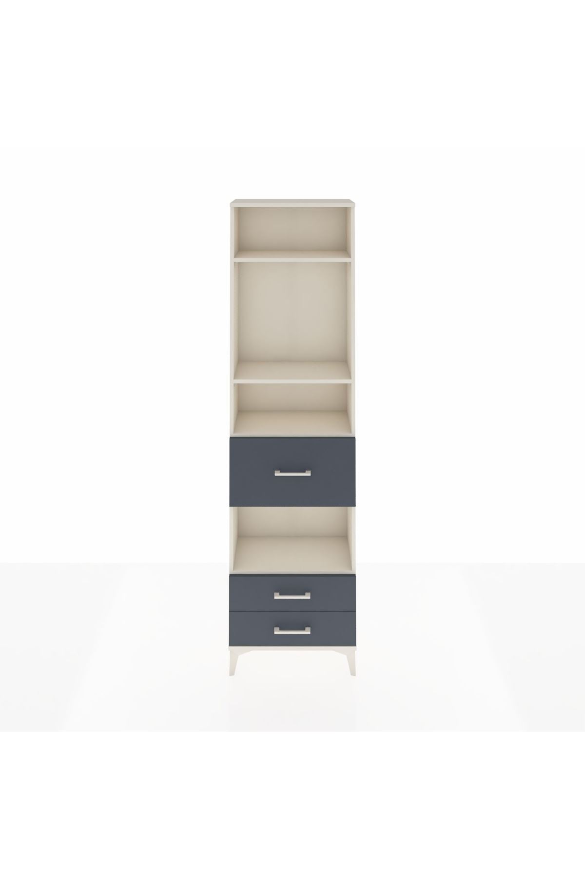 Arges Dolap 4 Raflı 3 Çekmeceli 60x30x221 Aytaşı-Antrasit