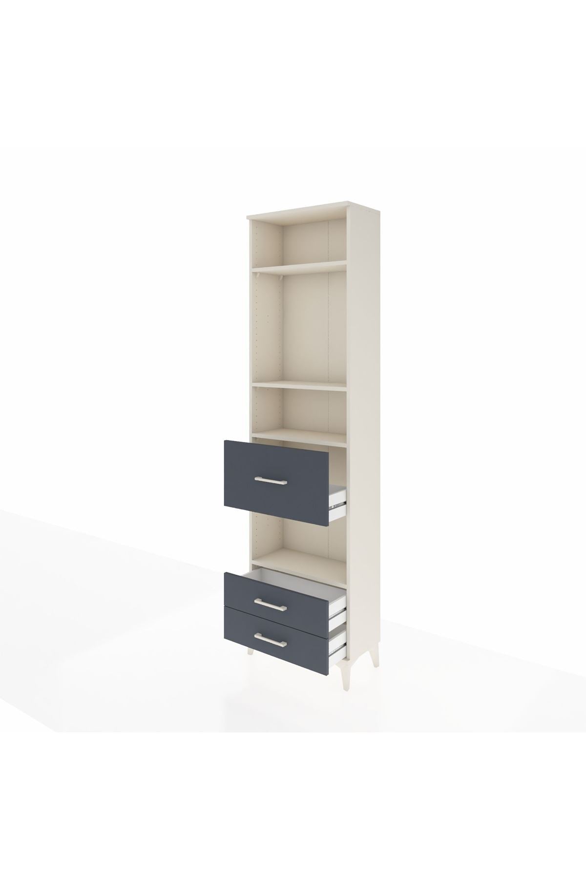 Arges Dolap 4 Raflı 3 Çekmeceli 60x30x221 Aytaşı-Antrasit