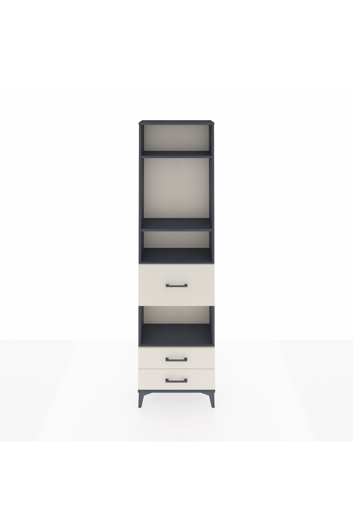 Arges Dolap 4 Raflı 3 Çekmeceli 60x30x221 Antrasit-Aytaşı