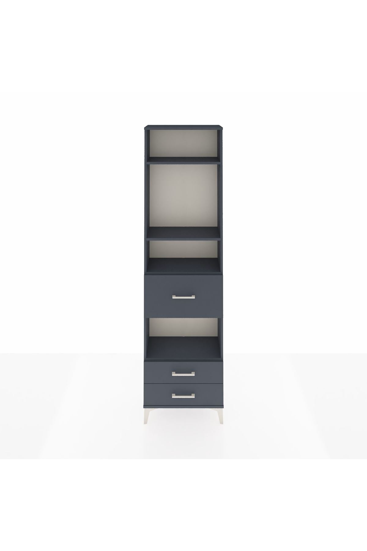 Arges Dolap 4 Raflı 3 Çekmeceli 60x30x221 Antrasit-Antrasit