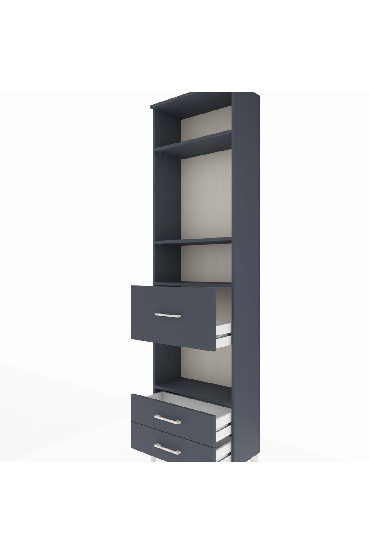 Arges Dolap 4 Raflı 3 Çekmeceli 60x30x221 Antrasit-Antrasit