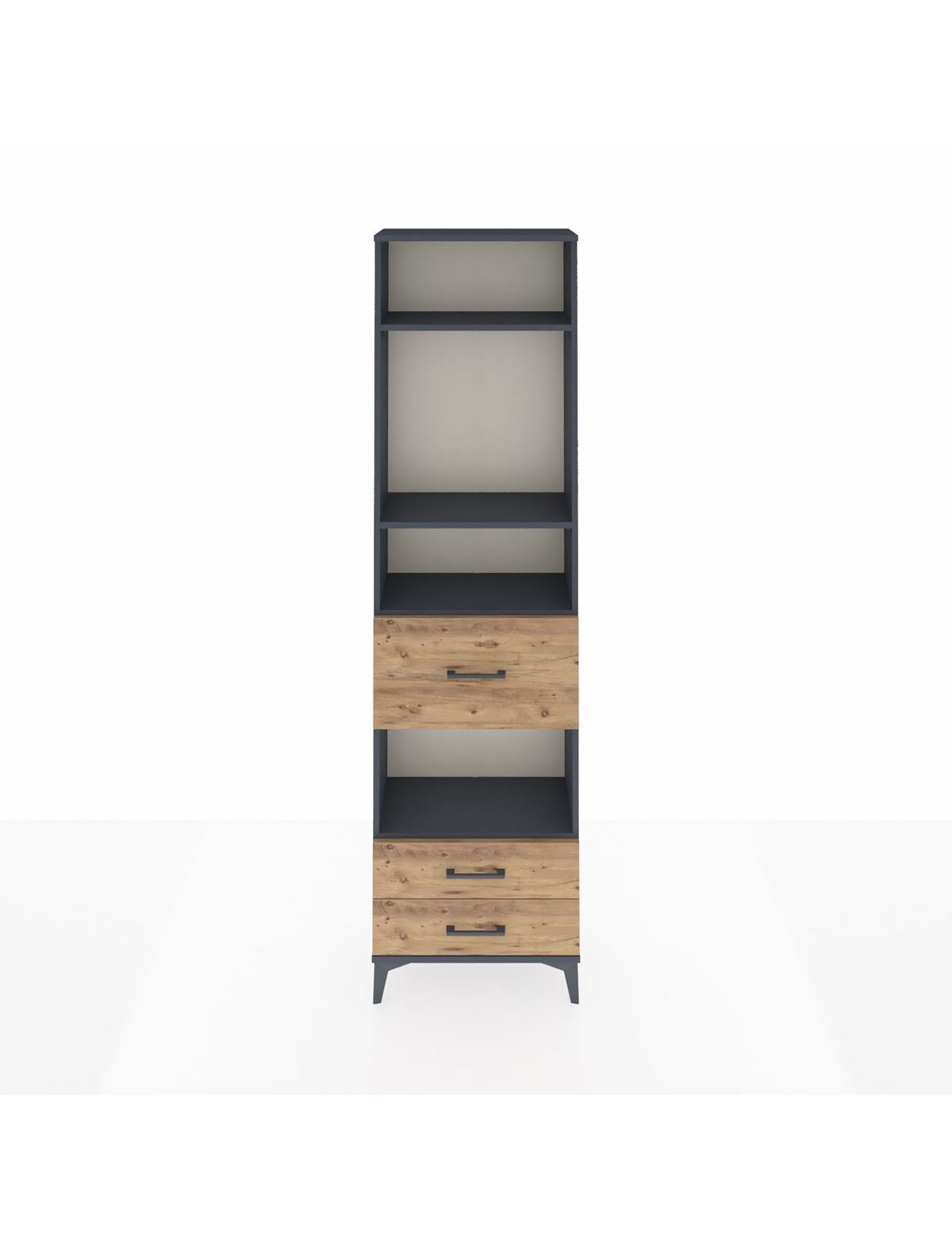 Arges Dolap 4 Raflı 3 Çekmeceli 60x30x221 Antrasit-Çam