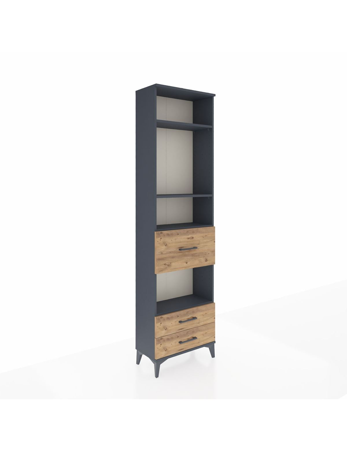 Arges Dolap 4 Raflı 3 Çekmeceli 60x30x221 Antrasit-Çam