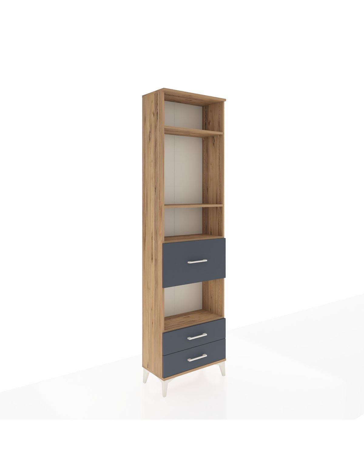 Arges Dolap 4 Raflı 3 Çekmeceli 60x30x221 Çam-Antrasit