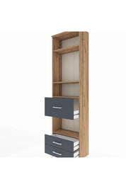 Arges Dolap 4 Raflı 3 Çekmeceli 60x30x221 Çam-Antrasit