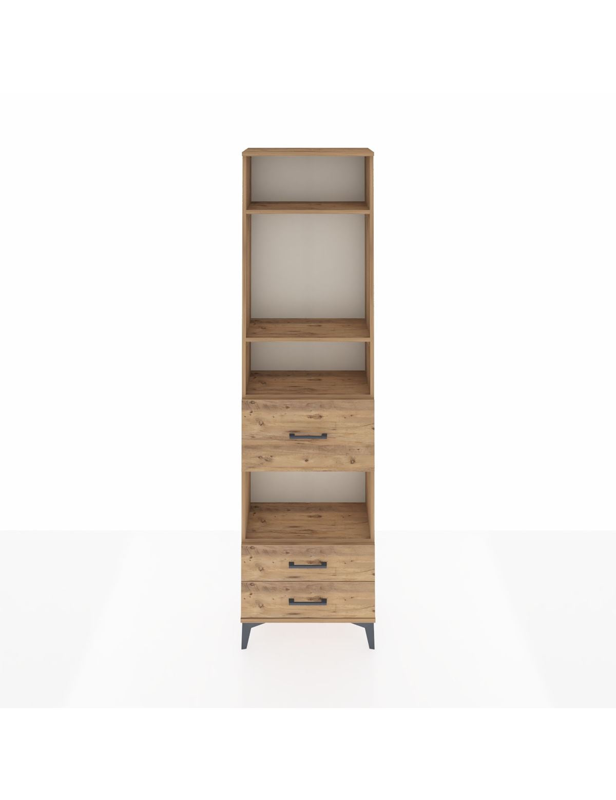 Arges Dolap 4 Raflı 3 Çekmeceli 60x30x221 Çam-Çam