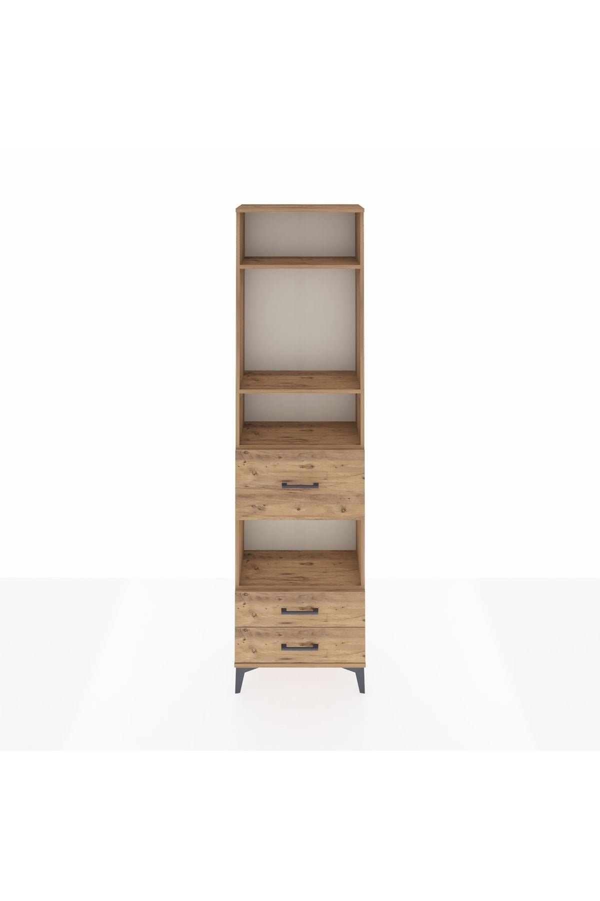 Arges Dolap 4 Raflı 3 Çekmeceli 60x30x221 Çam-Çam