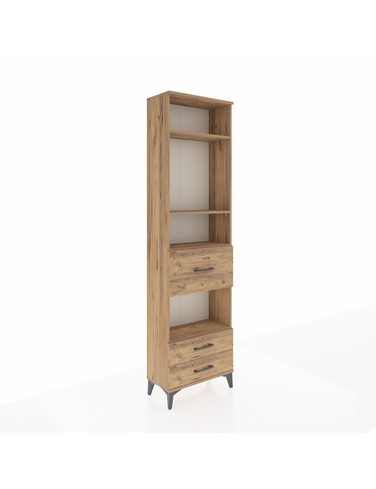 Arges Dolap 4 Raflı 3 Çekmeceli 60x30x221 Çam-Çam