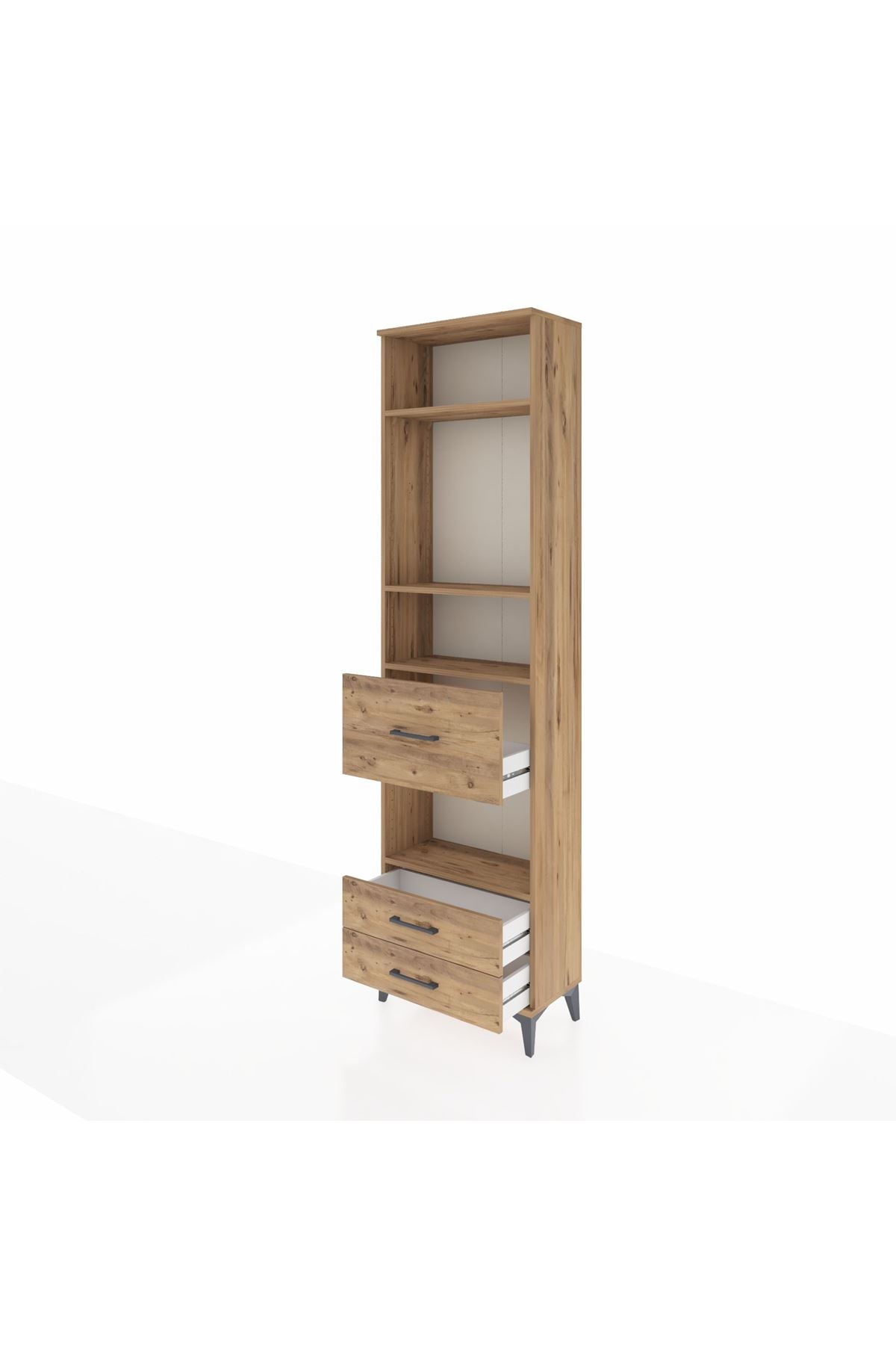 Arges Dolap 4 Raflı 3 Çekmeceli 60x30x221 Çam-Çam