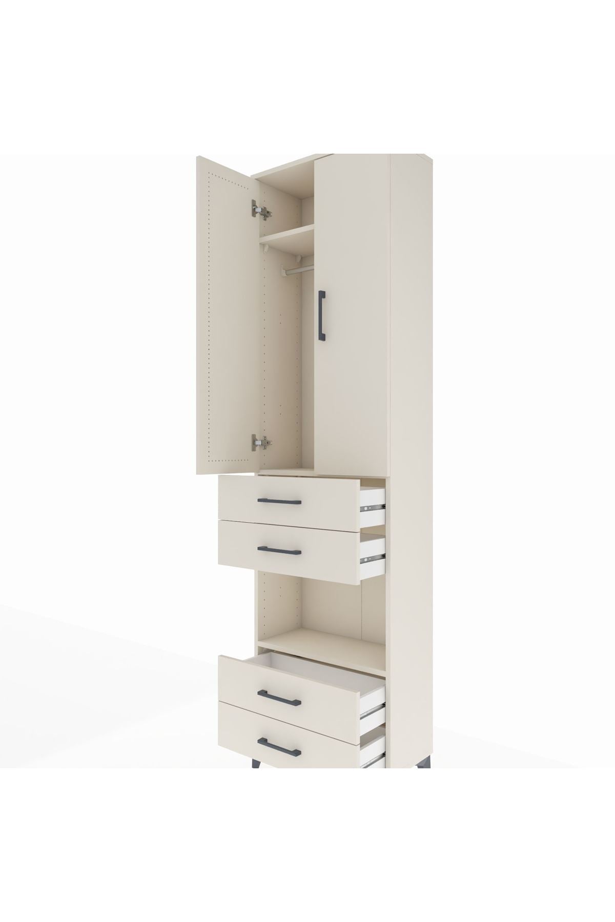 Arges Dolap 3 Raflı 4 Çekmeceli Tek Askılı 60x30x221 Aytaşı-Aytaşı