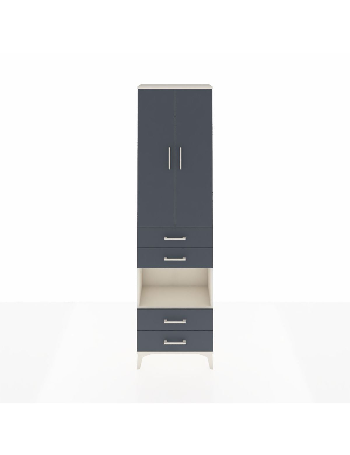 Arges Dolap 3 Raflı 4 Çekmeceli Tek Askılı 60x30x221 Aytaşı-Antrasit