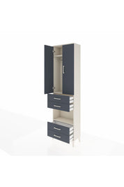 Arges Dolap 3 Raflı 4 Çekmeceli Tek Askılı 60x30x221 Aytaşı-Antrasit