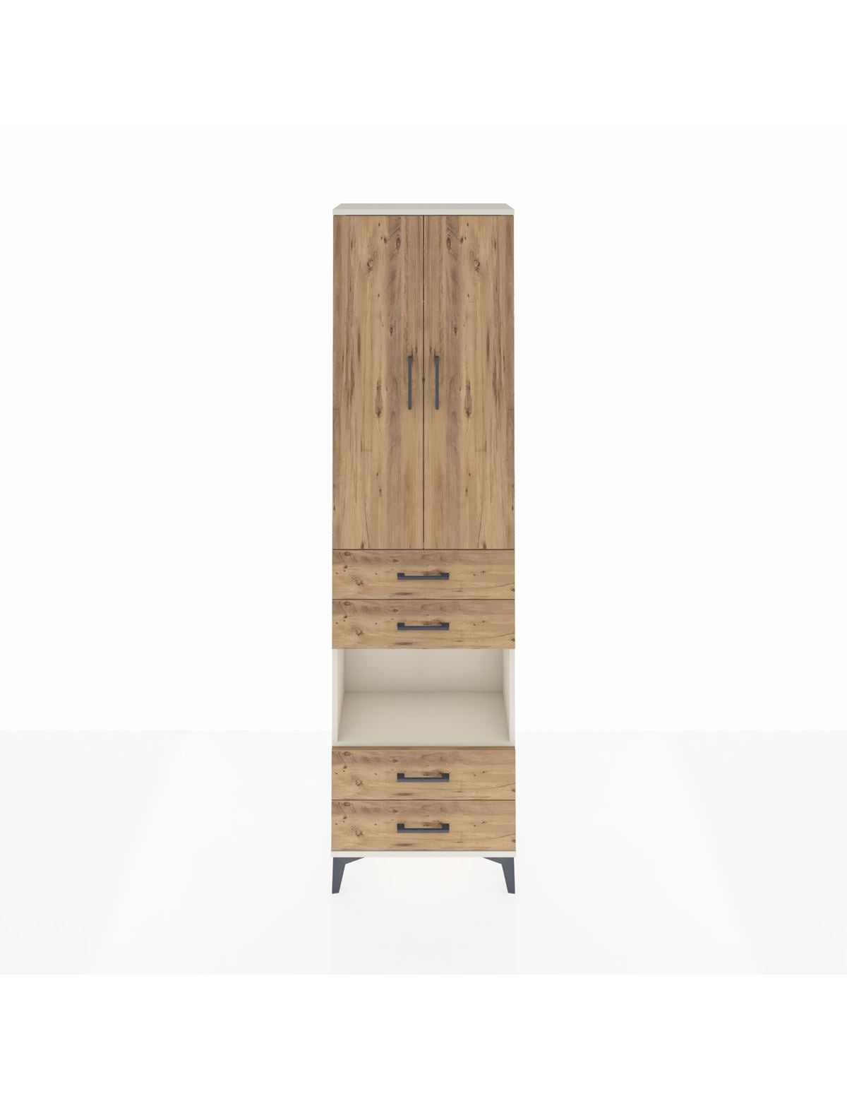 Arges Dolap 3 Raflı 4 Çekmeceli Tek Askılı 60x30x221 Aytaşı-Çam