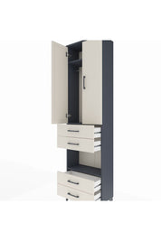 Arges Dolap 3 Raflı 4 Çekmeceli Tek Askılı 60x30x221 Antrasit-Aytaşı