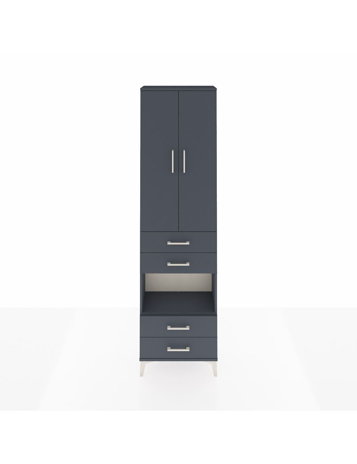 Arges Dolap 3 Raflı 4 Çekmeceli Tek Askılı 60x30x221 Antrasit-Antrasit