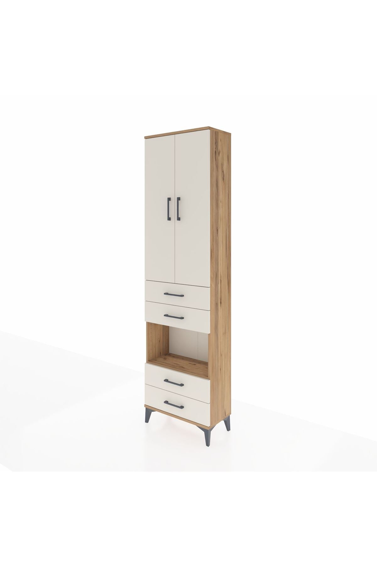 Arges Dolap 3 Raflı 4 Çekmeceli Tek Askılı 60x30x221 Çam-Aytaşı