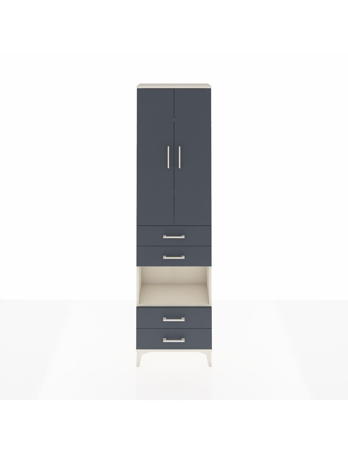 Arges Dolap 4 Raflı 4 Çekmeceli 2 Kapaklı 60x30x221 Aytaşı-Antrasit