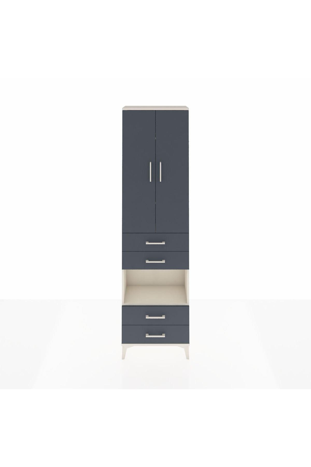 Arges Dolap 4 Raflı 4 Çekmeceli 2 Kapaklı 60x30x221 Aytaşı-Antrasit