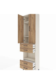 Arges Dolap 4 Raflı 4 Çekmeceli 2 Kapaklı 60x30x221 Aytaşı-Çam