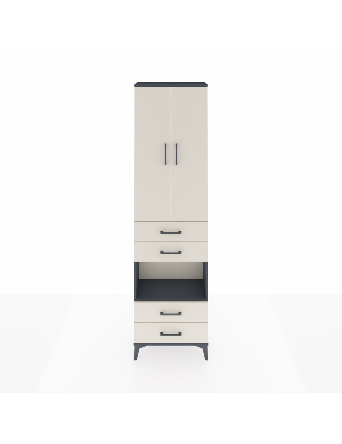 Arges Dolap 4 Raflı 4 Çekmeceli 2 Kapaklı 60x30x221 Antrasit-Aytaşı