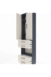 Arges Dolap 4 Raflı 4 Çekmeceli 2 Kapaklı 60x30x221 Antrasit-Aytaşı
