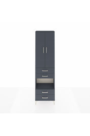 Arges Dolap 4 Raflı 4 Çekmeceli 2 Kapaklı 60x30x221 Antrasit-Antrasit
