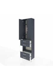 Arges Dolap 4 Raflı 4 Çekmeceli 2 Kapaklı 60x30x221 Antrasit-Antrasit