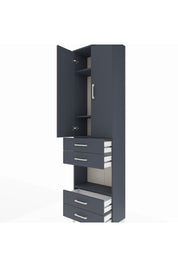 Arges Dolap 4 Raflı 4 Çekmeceli 2 Kapaklı 60x30x221 Antrasit-Antrasit