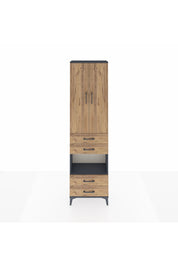 Arges Dolap 4 Raflı 4 Çekmeceli 2 Kapaklı 60x30x221 Antrasit-Çam