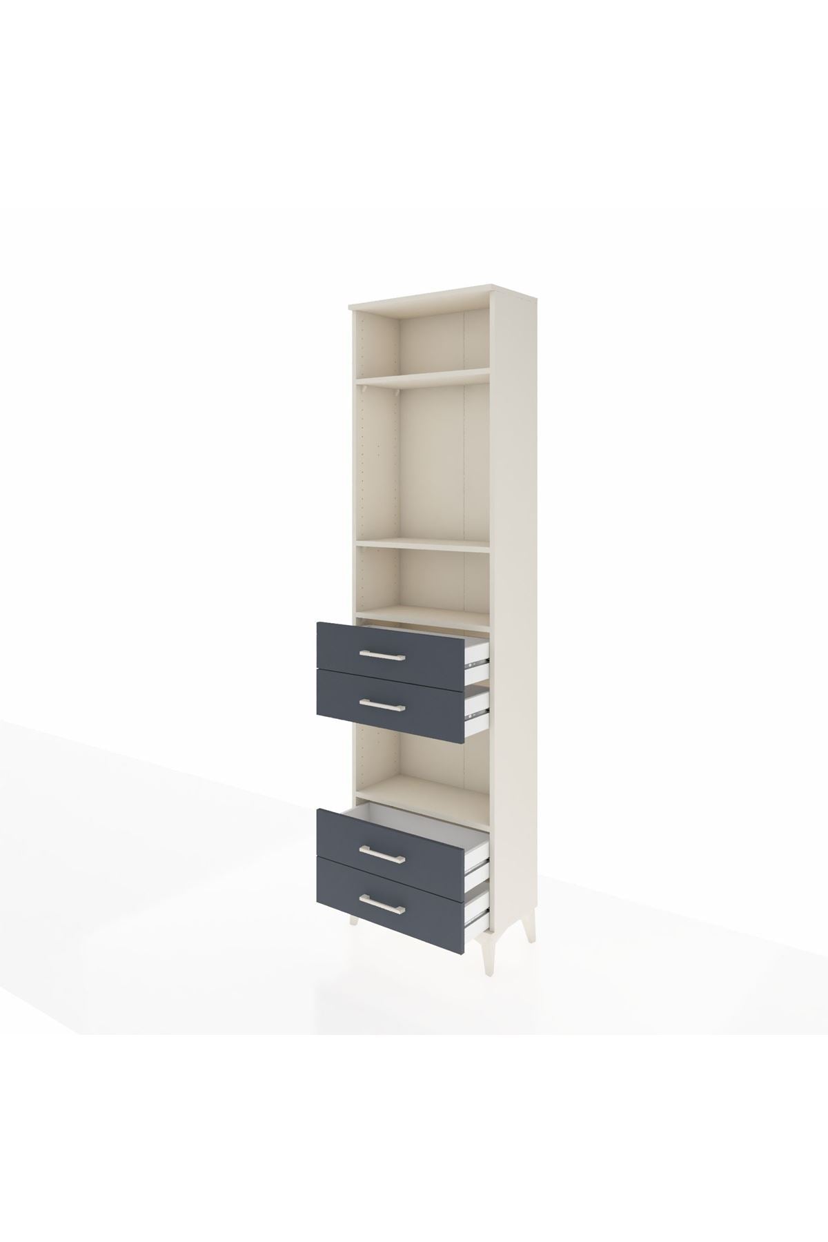 Arges Dolap 4 Raflı 4 Çekmeceli 60x30x221 Aytaşı-Antrasit