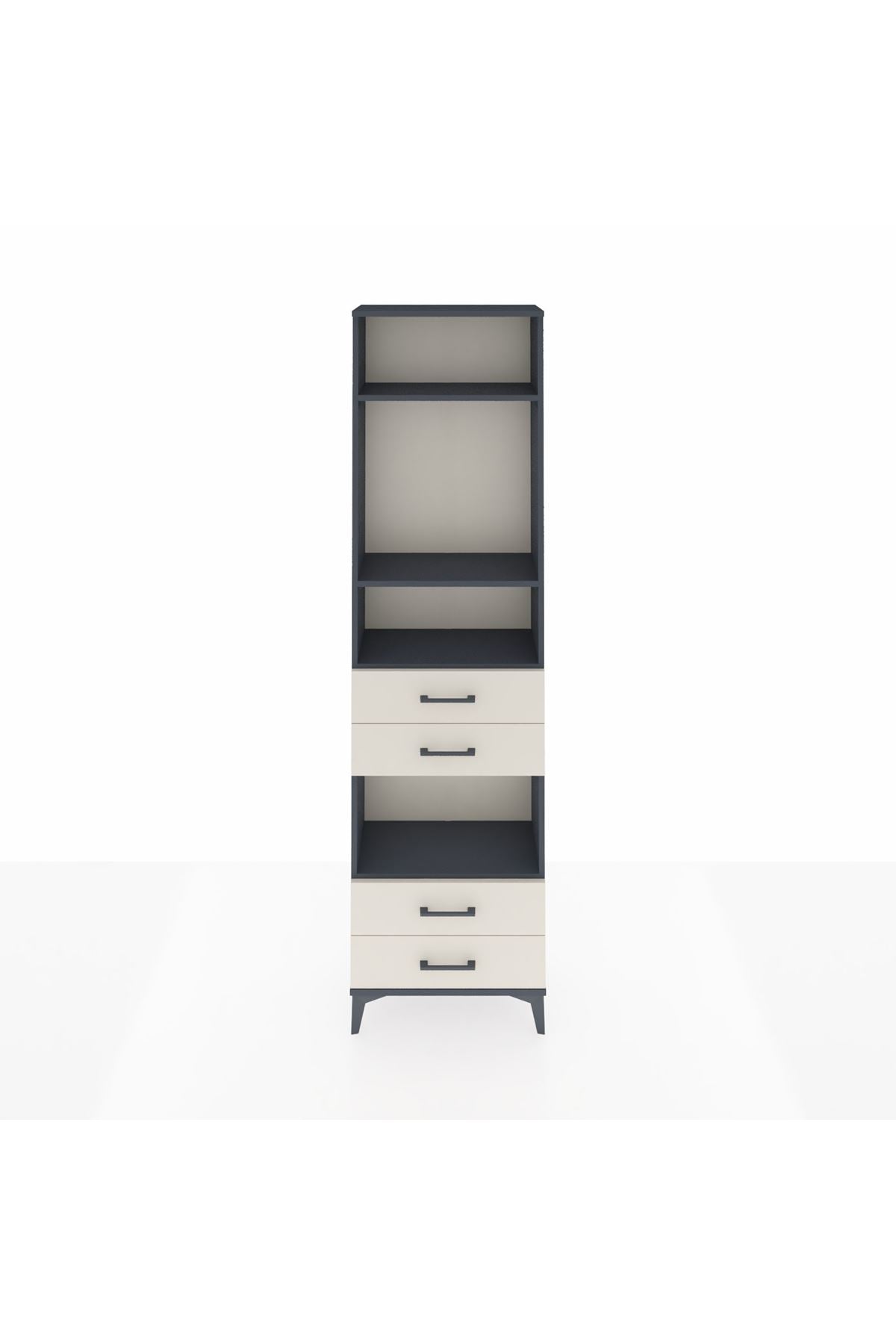 Arges Dolap 4 Raflı 4 Çekmeceli 60x30x221 Antrasit-Aytaşı