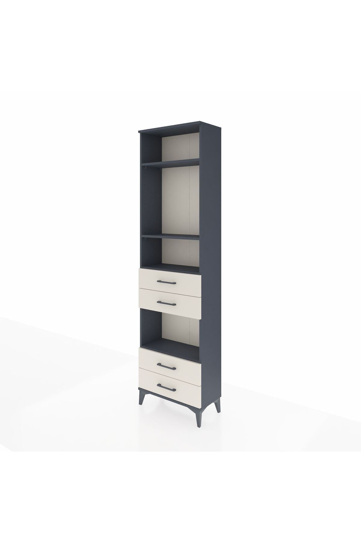 Arges Dolap 4 Raflı 4 Çekmeceli 60x30x221 Antrasit-Aytaşı