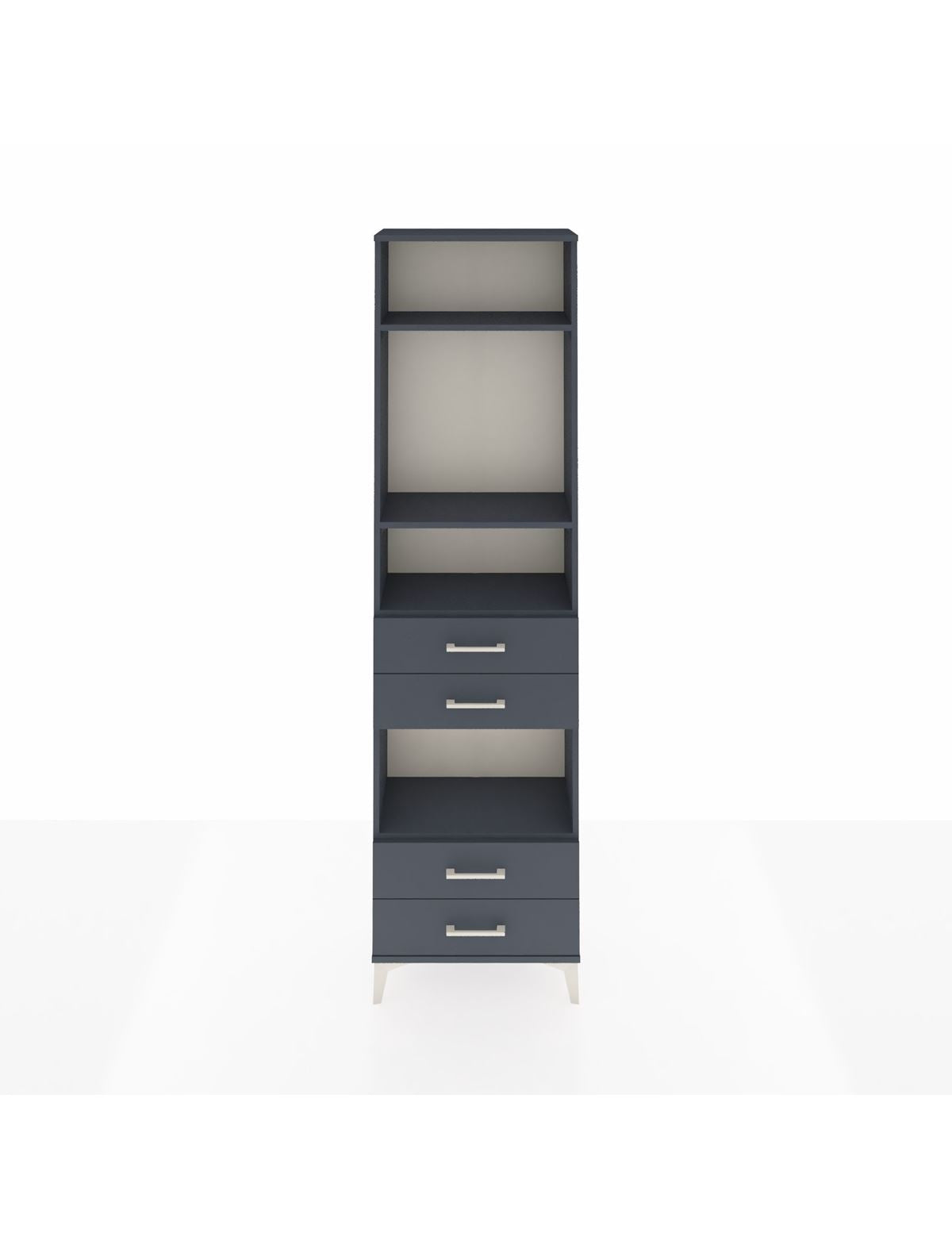 Arges Dolap 4 Raflı 4 Çekmeceli 60x30x221 Antrasit-Antrasit