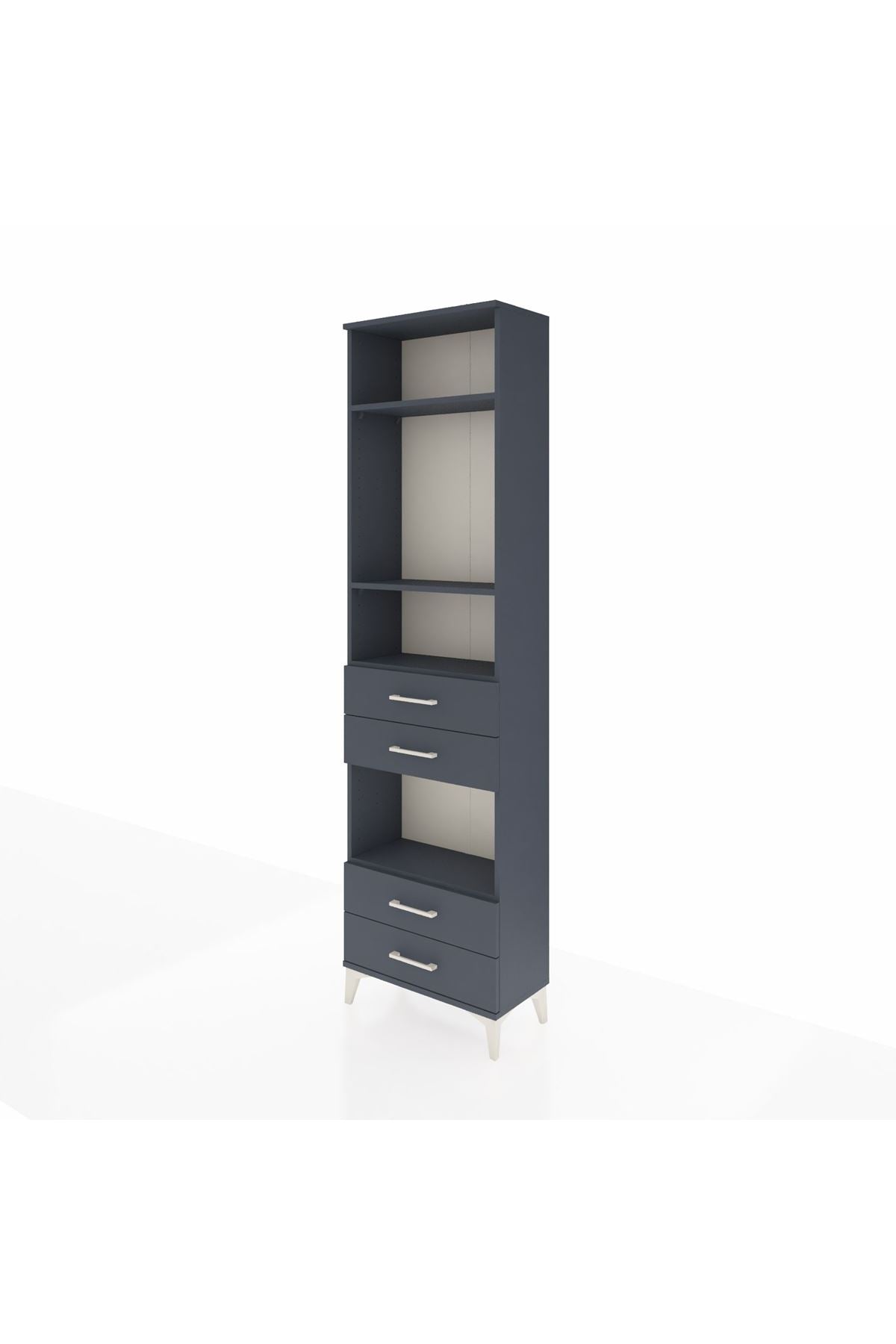 Arges Dolap 4 Raflı 4 Çekmeceli 60x30x221 Antrasit-Antrasit