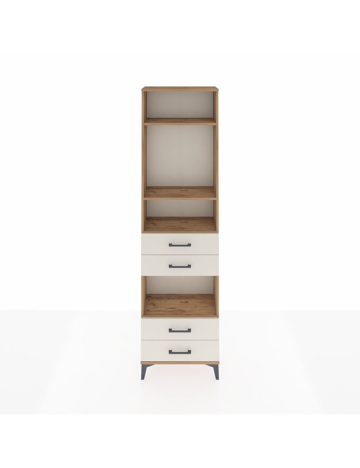 Arges Dolap 4 Raflı 4 Çekmeceli 60x30x221 Çam-Aytaşı