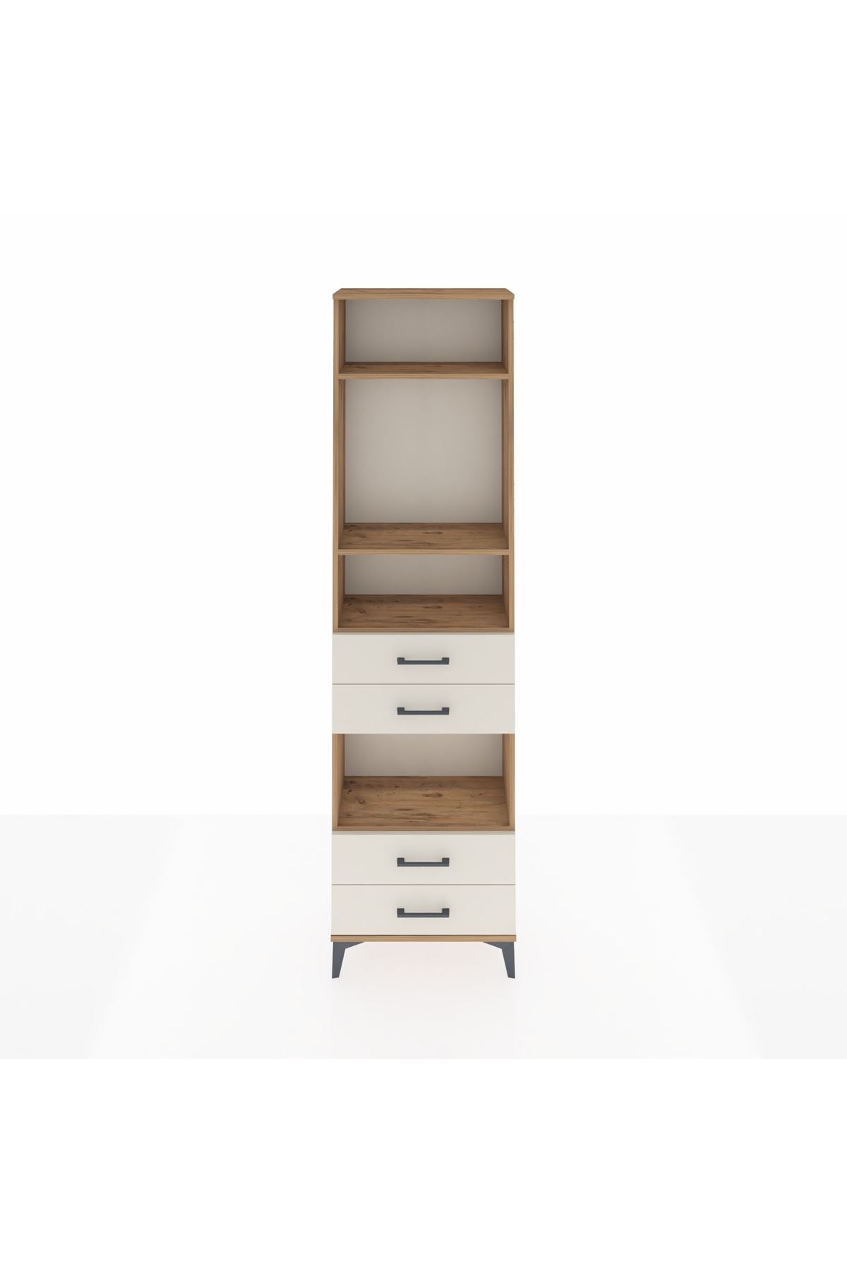 Arges Dolap 4 Raflı 4 Çekmeceli 60x30x221 Çam-Aytaşı