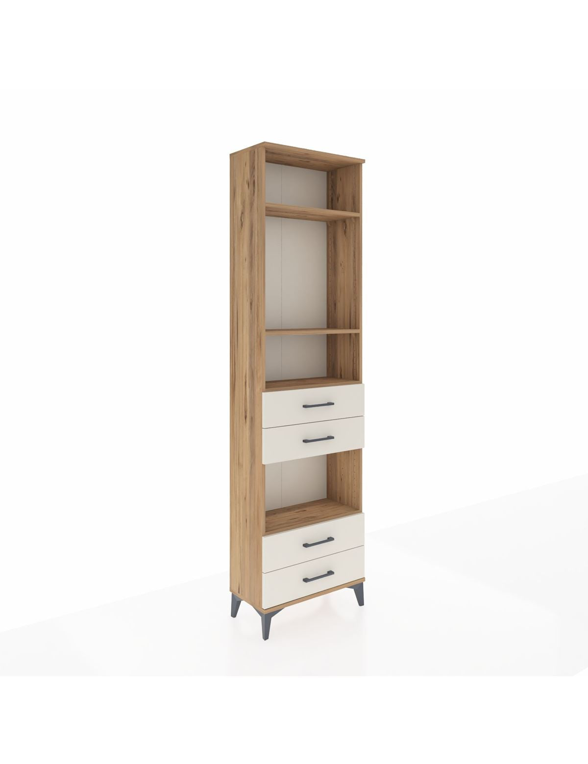 Arges Dolap 4 Raflı 4 Çekmeceli 60x30x221 Çam-Aytaşı