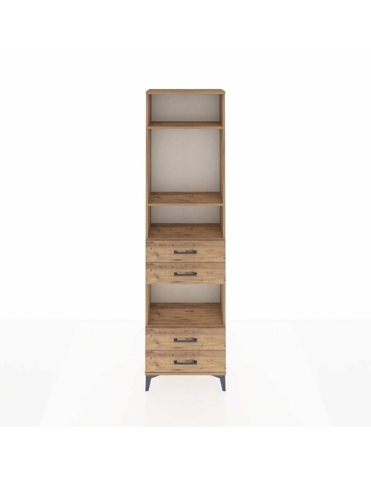 Arges Dolap 4 Raflı 4 Çekmeceli 60x30x221 Çam-Çam