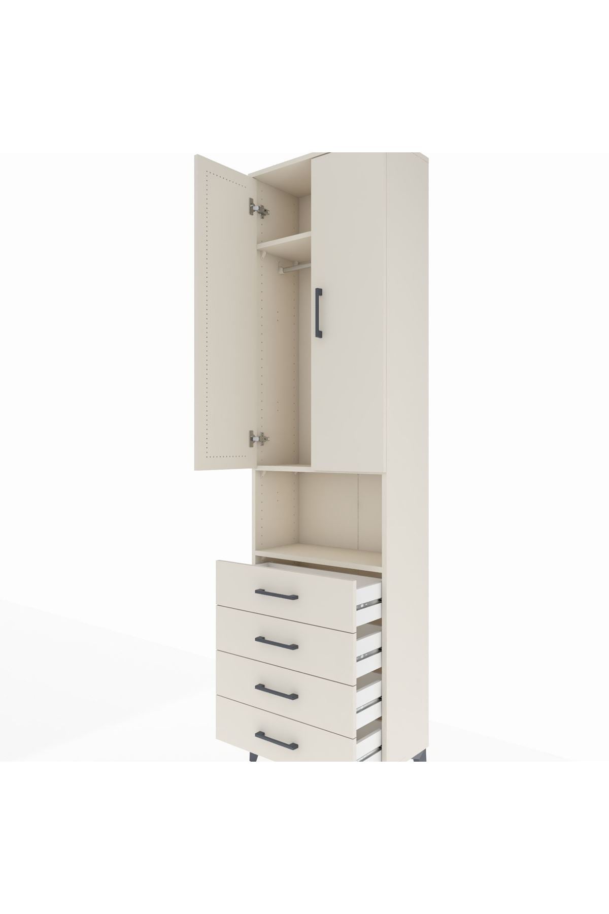 Arges Dolap 3 Raflı 4 Çekmeceli Tek Askılı 60x30x221 Aytaşı-Aytaşı