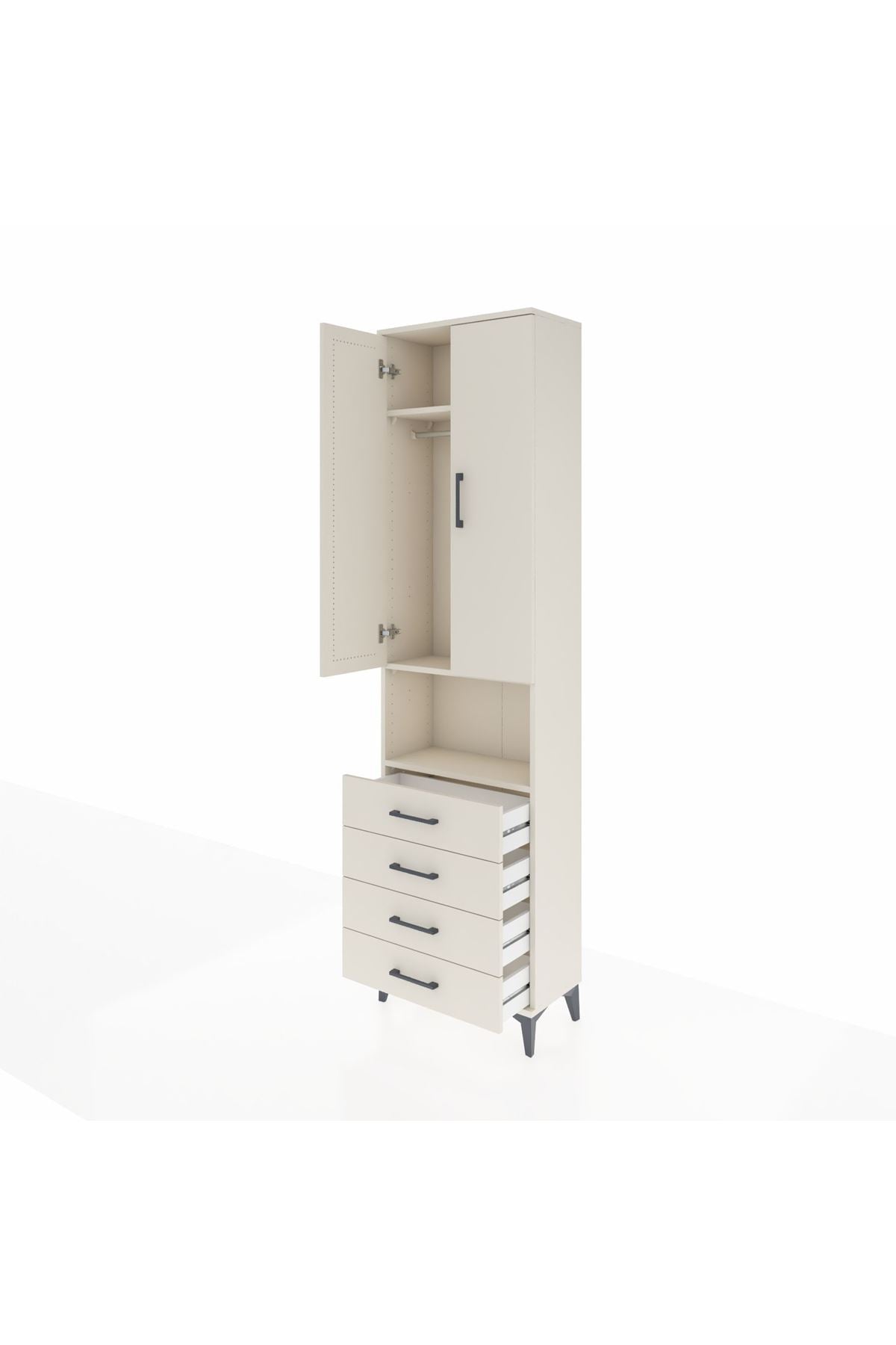 Arges Dolap 3 Raflı 4 Çekmeceli Tek Askılı 60x30x221 Aytaşı-Aytaşı