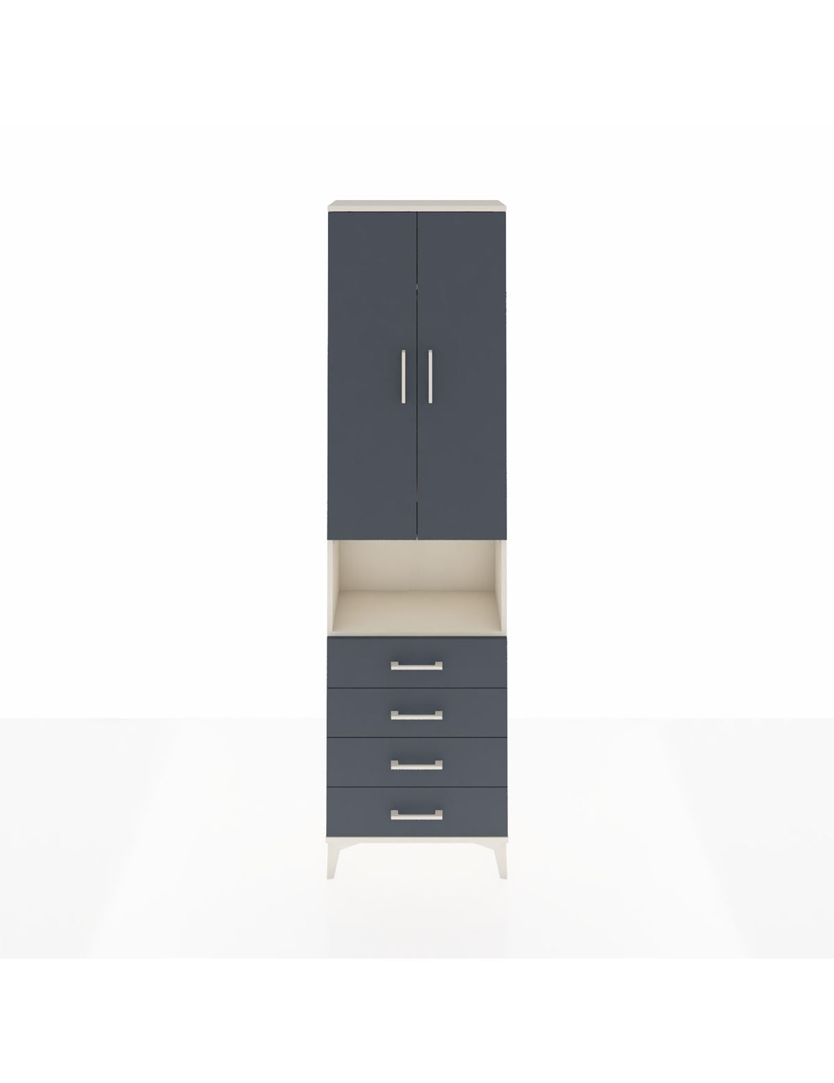 Arges Dolap 3 Raflı 4 Çekmeceli Tek Askılı 60x30x221 Aytaşı-Antrasit