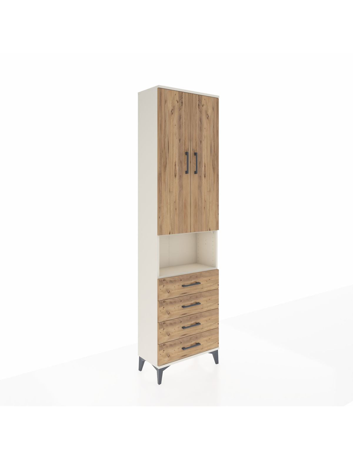 Arges Dolap 3 Raflı 4 Çekmeceli Tek Askılı 60x30x221 Aytaşı-Çam