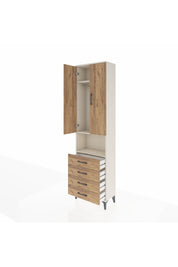 Arges Dolap 3 Raflı 4 Çekmeceli Tek Askılı 60x30x221 Aytaşı-Çam