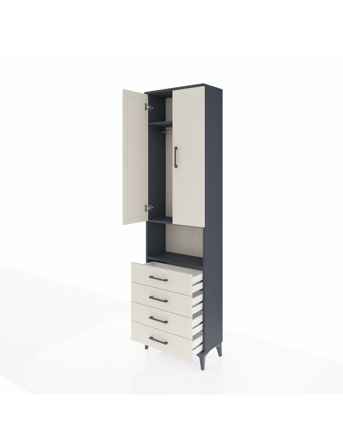 Arges Dolap 3 Raflı 4 Çekmeceli Tek Askılı 60x30x221 - S29M175V4A