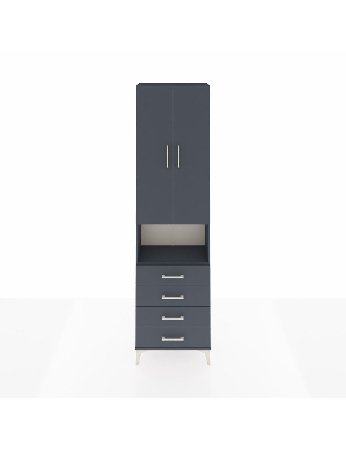 Arges Dolap 3 Raflı 4 Çekmeceli Tek Askılı 60x30x221 Antrasit-Antrasit