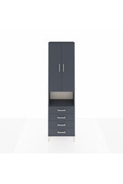 Arges Dolap 3 Raflı 4 Çekmeceli Tek Askılı 60x30x221 Antrasit-Antrasit