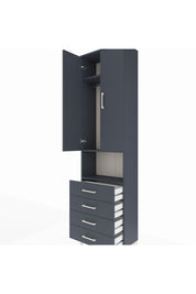 Arges Dolap 3 Raflı 4 Çekmeceli Tek Askılı 60x30x221 Antrasit-Antrasit