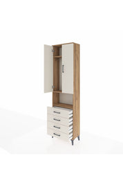Arges Dolap 3 Raflı 4 Çekmeceli Tek Askılı 60x30x221 Çam-Aytaşı