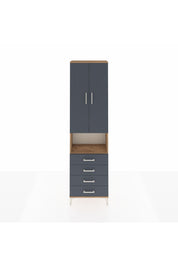 Arges Dolap 3 Raflı 4 Çekmeceli Tek Askılı 60x30x221 Çam-Antrasit