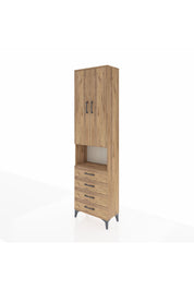 Arges Dolap 3 Raflı 4 Çekmeceli Tek Askılı 60x30x221 Çam-Çam